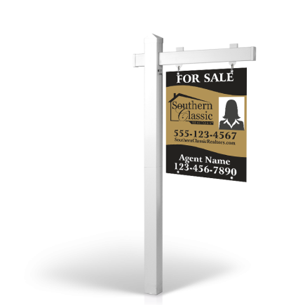 The Allstar 6’ Easy Arm Post with 24"x30" Two-Sided Panels in Styrene & Aluminum, Reflective Options Southern Classic Realty