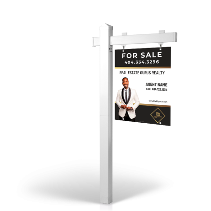 The Allstar 6’ Easy Arm Post with 24"x30" Two-Sided Panels in Styrene & Aluminum, Reflective Options Real Estate Gurus Realty