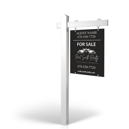 The Allstar 6’ Easy Arm Post with 24"x30" Two-Sided Panels in Styrene & Aluminum, Reflective Options Real South Realty