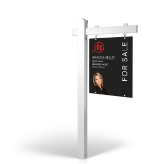 The Allstar 6’ Easy Arm Post with 24"x30" Two-Sided Panels in Styrene & Aluminum, Reflective Options Mendoza Realty