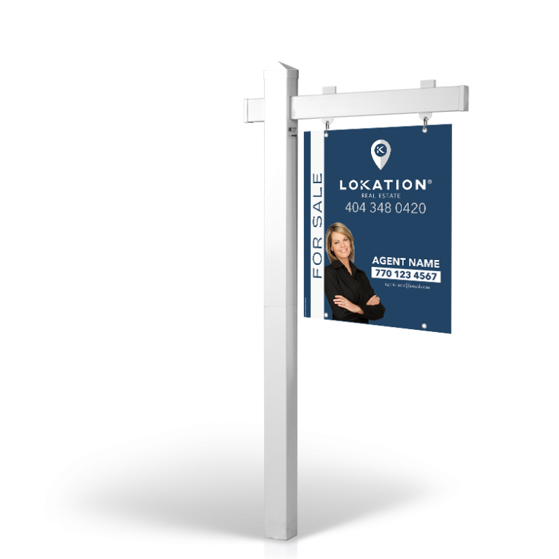 The Allstar 6’ Easy Arm Post with 24"x30" Two-Sided Panels in Styrene & Aluminum, Reflective Options Lokation RE