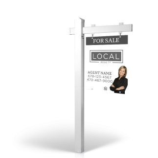 The Allstar 6’ Easy Arm Post with 24"x30" Two-Sided Panels in Styrene & Aluminum, Reflective Options Local Realty