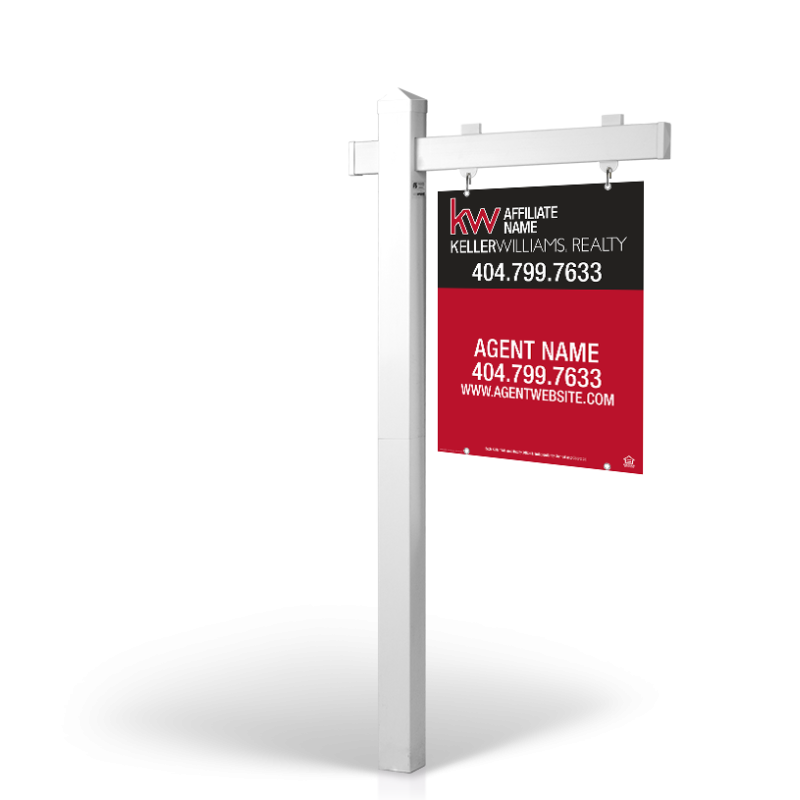 The Allstar 6’ Easy Arm Post with 24"x30" Two-Sided Panels in Styrene & Aluminum, Reflective Options Keller Williams
