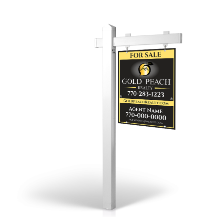 The Allstar 6’ Easy Arm Post with 24"x30" Two-Sided Panels in Styrene & Aluminum, Reflective Options Gold Peach realty