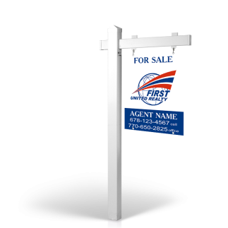 The Allstar 6’ Easy Arm Post with 24"x30" Two-Sided Panels in Styrene & Aluminum, Reflective Options First United Realty
