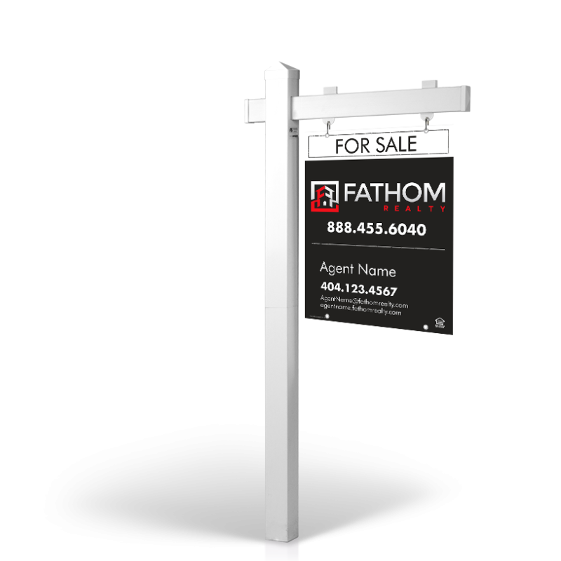 The Allstar 6’ Easy Arm Post with 24"x30" Two-Sided Panels in Styrene & Aluminum, Reflective Options Fathom Realty