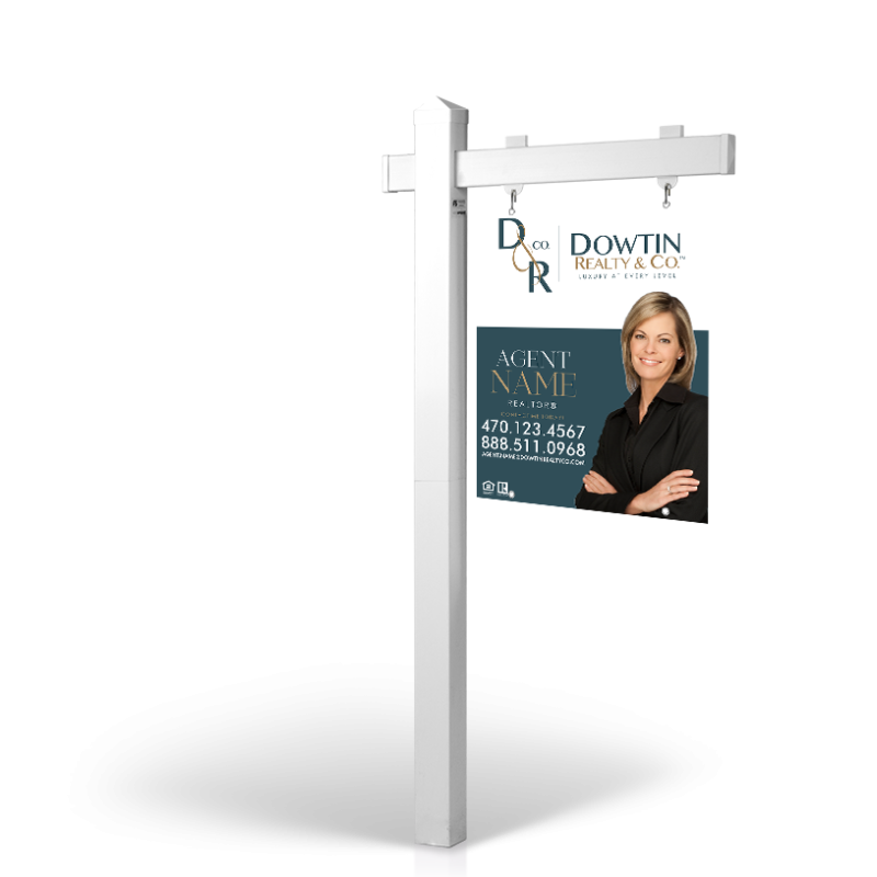 The Allstar 6’ Easy Arm Post with 24"x30" Two-Sided Panels in Styrene & Aluminum, Reflective Options Dowtin Realty & Co