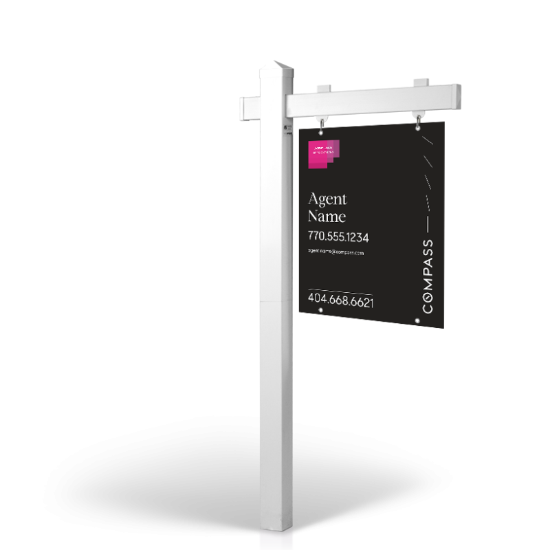The Allstar 6’ Easy Arm Post with 24"x30" Two-Sided Panels in Styrene & Aluminum, Reflective Options COMPASS