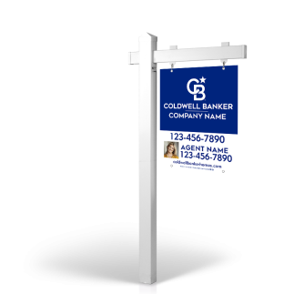 The Allstar 6’ Easy Arm Post with 24"x30" Two-Sided Panels in Styrene  & Aluminum, Reflective Options Coldwell Banker Affiliate
