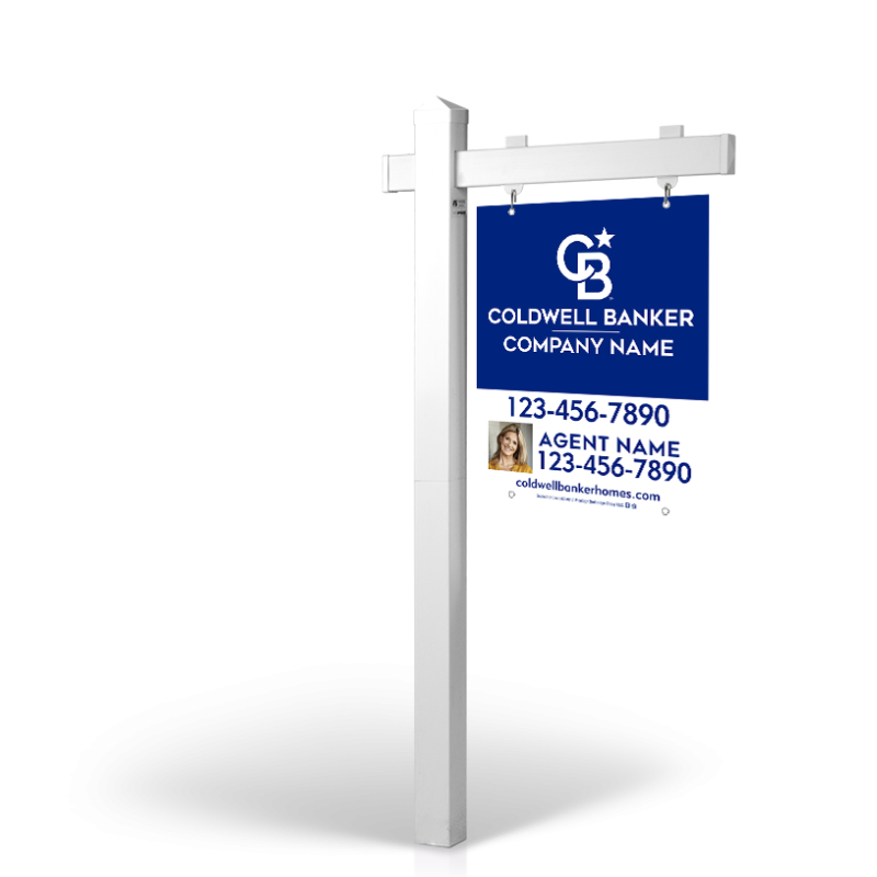The Allstar 6’ Easy Arm Post with 24"x30" Two-Sided Panels in Styrene  & Aluminum, Reflective Options Coldwell Banker Affiliate