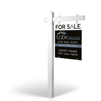 The Allstar 6’ Easy Arm Post with 24"x30" Two-Sided Panels in Styrene & Aluminum, Reflective Options 1 Look Real Estate