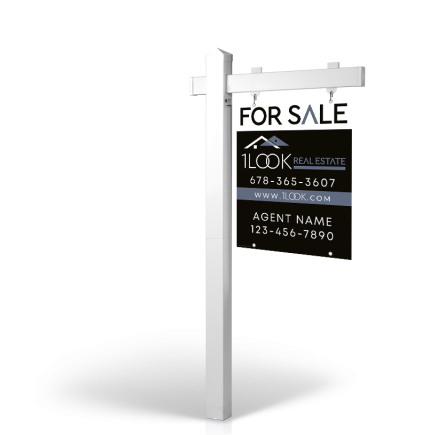 The Allstar 6’ Easy Arm Post with 24"x30" Two-Sided Panels in Styrene & Aluminum, Reflective Options 1 Look Real Estate