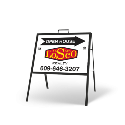 24" X 18" FOLDING "A" FRAME W/ TWO 24"X18" STYRENE CUSTOM PRINTED INSERTS For Balsley Losco