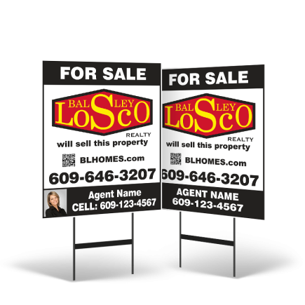 24"x30" Two-Sided Styrene/Reflective Yard Sign on Black Powder-Coated Stand for Balsley Losco