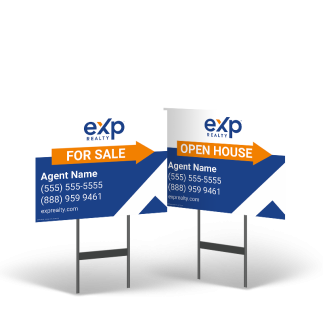 18"x14" Two-Sided Styrene Yard Sign on Stand, Reflective Option for EXP Realty