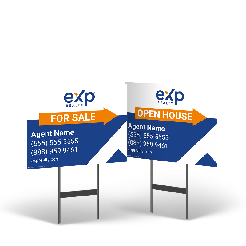 18"x14" Two-Sided Styrene Yard Sign on Stand, Reflective Option for EXP Realty