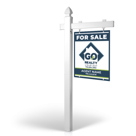 6' Easy Arm Post with 24"x30" Two-Sided Hanging Panels: Styrene, Aluminum, & Reflective Options for Go Realty