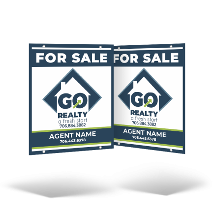 24x30 Two-Sided Styrene/Aluminum Hanging Panel w/ Grommets for Go Realty.