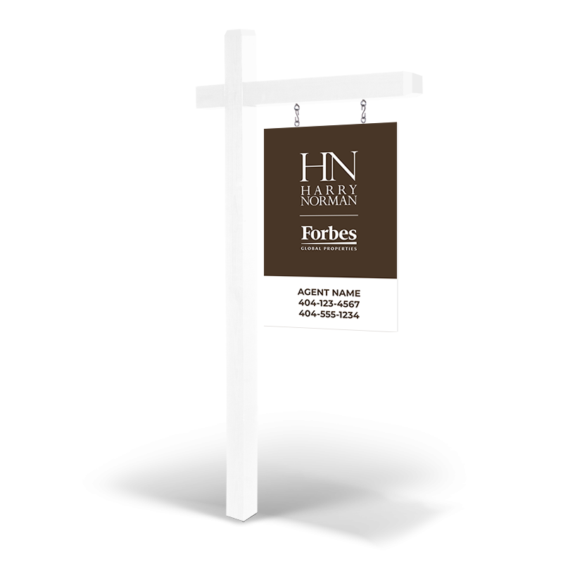 HARRY NORMAN REALTORS 2'x3' Reflective Wood Panel & Armpost Set w/ Installation