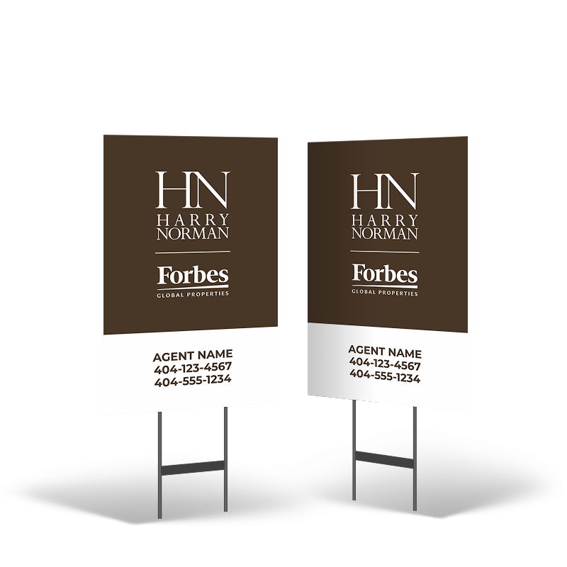 HARRY NORMAN REALTORS 18"X28" 2-Sided Yard Sign with Stand, STYRENE or Reflective