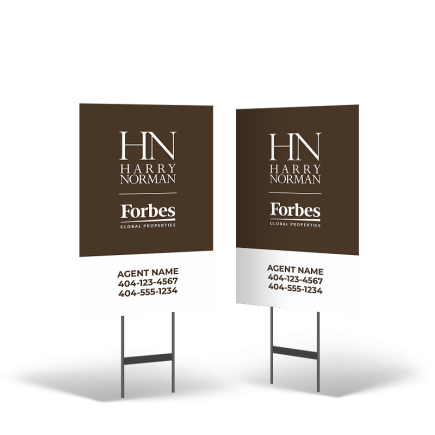 HARRY NORMAN REALTORS 18"X28" 2-Sided Yard Sign with Stand, STYRENE or Reflective