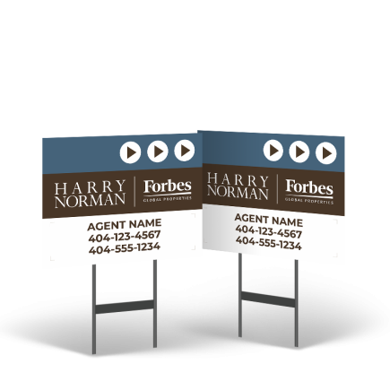 HARRY NORMAN REALTORS 18"X14" Yard Sign, 2-Sided, Black Stand