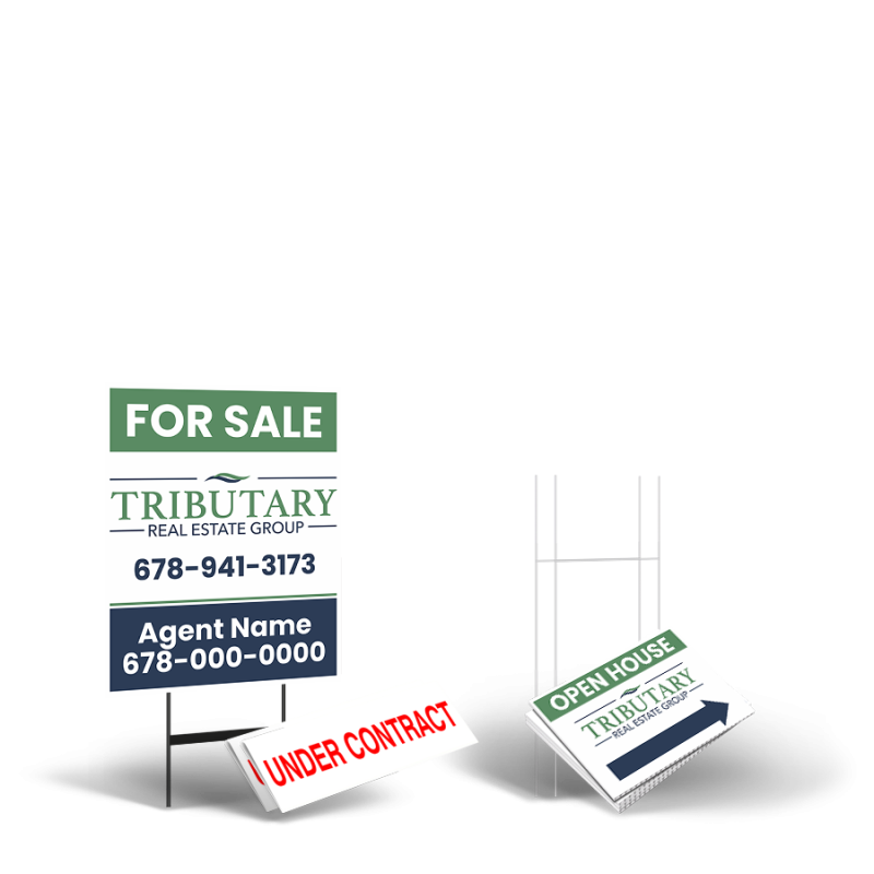 Tributary Real Estate Group Starter Package: 24x30 Yard Sign, Directionals, Stands, Clip-Ons