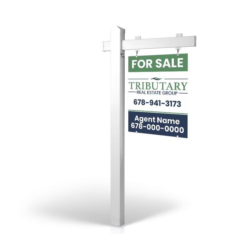 5' Rookie Easy Arm Post with 24"x30" Styrene Hanging Panel, Tributary Real Estate Group