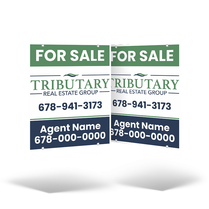 24x30 Two-Sided Styrene/Aluminum Hanging Panel w/ Grommets for Tributary Real Estate Group