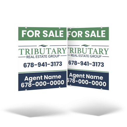 24x30 Two-Sided Styrene/Aluminum Hanging Panel w/ Grommets for Tributary Real Estate Group