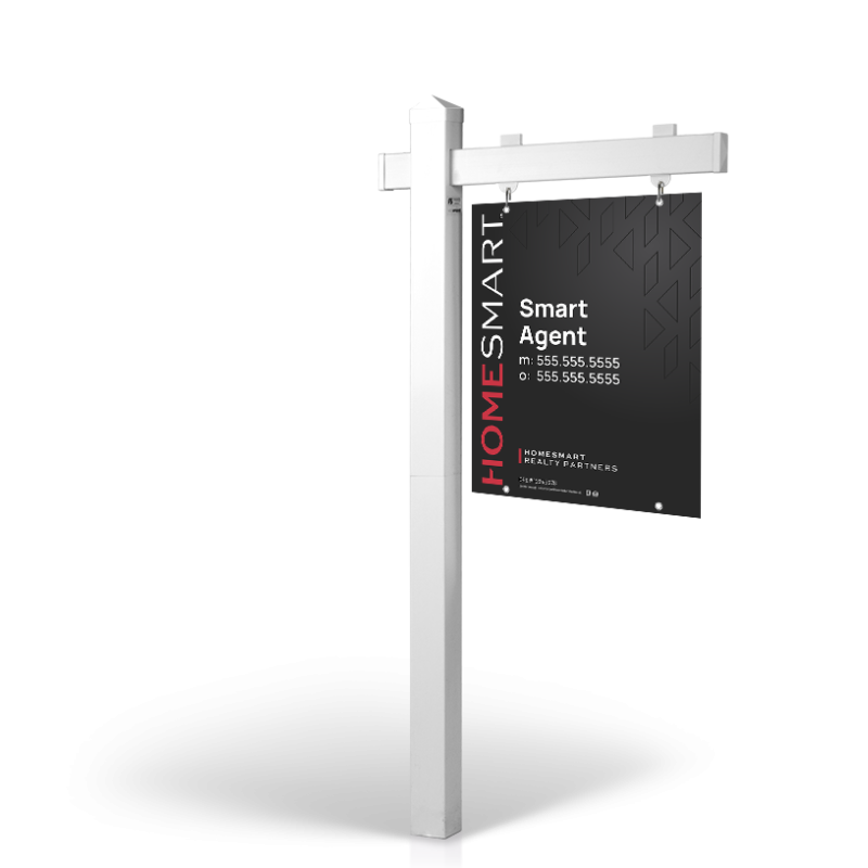 HomeSmart: 5' Rookie Easy Arm Post with 24"x30" Two-Sided Panels in Styrene & Aluminum, Reflective Options