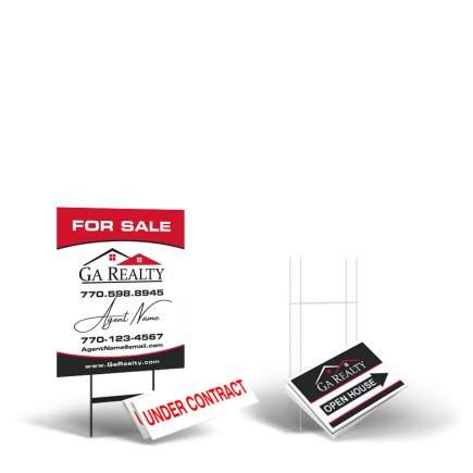 GA Realty Starter Package: 24x30 Yard Sign, Directionals, Stands, Clip-Ons