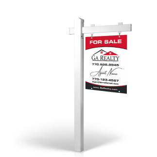 The Allstar 6’ Easy Arm Post with 24"x30" Two-Sided Panels in Styrene & Aluminum, Reflective Options GA Realty