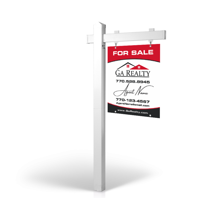 GA Realty : 5' Rookie Easy Arm Post with 24"x30" Two-Sided Panels in Styrene & Aluminum, Reflective Options