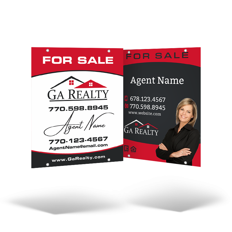 24x30 Two-Sided Styrene/Aluminum Hanging Panel w/ Grommets for GA Realty