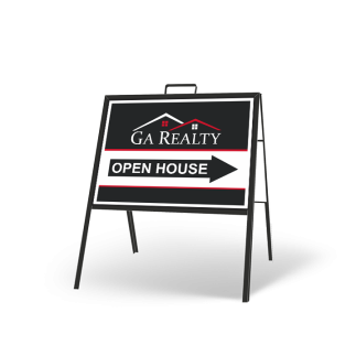 24" X 18" FOLDING "A" FRAME W/ TWO 24"X18" STYRENE CUSTOM PRINTED INSERTS For GA Realty