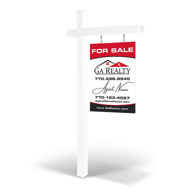 2x3 Custom 2-Sided Wood Panel, Reflective/Non-Reflective, with Arm Post & Install for  GA Realty