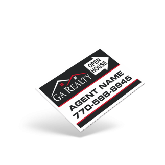 18"X12" TWO SIDED CUSTOM PRINTED COROPLAST SIGN PANEL for GA Realty