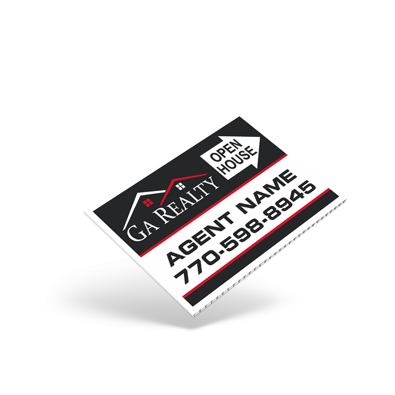18"X12" TWO SIDED CUSTOM PRINTED COROPLAST SIGN PANEL for GA Realty