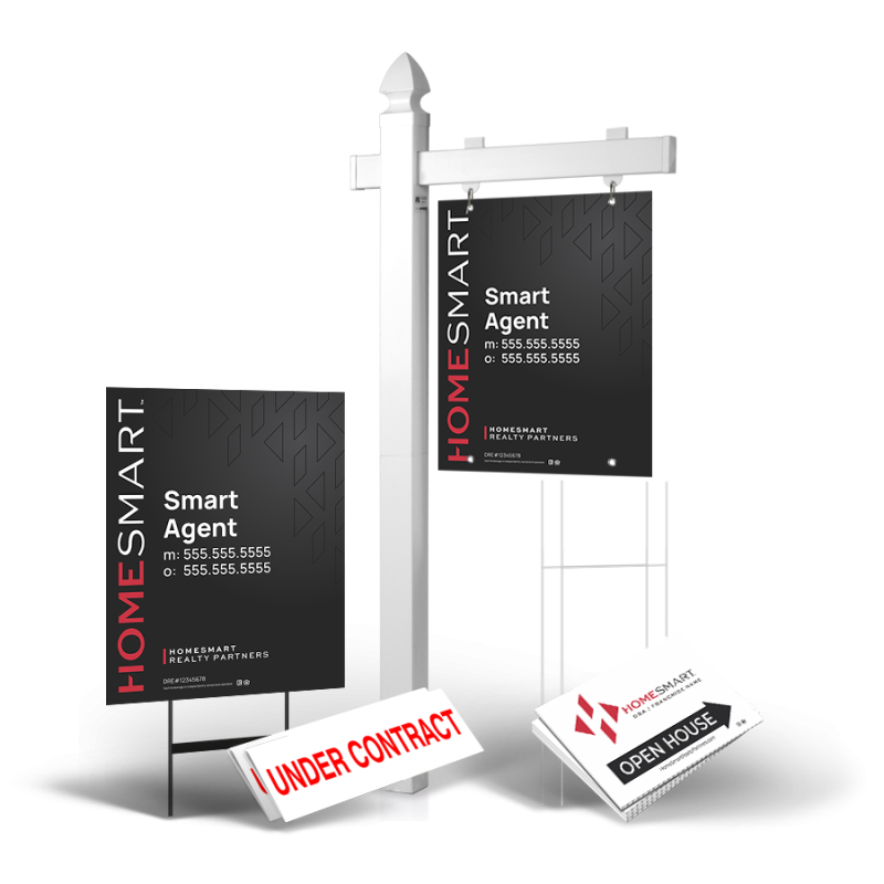 Grand Slam Package HomeSmart: 6' Post, Two-Sided 24"x30" Panels, Directionals, Stakes, Clip-Ons