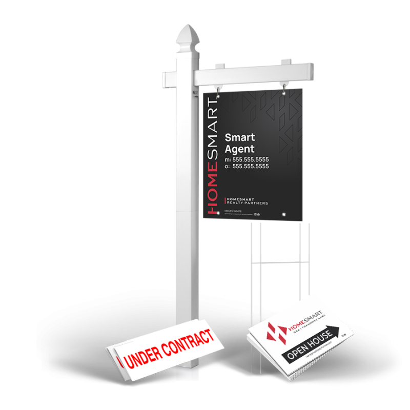 HomeRun Package HomeSmart: 6' Post, 24"x30" Panel, Directionals, Stakes, Clip-Ons