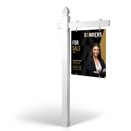 6' Easy Arm Post with 24"x30" Two-Sided Hanging Panels: Styrene, Aluminum, & Reflective Options for Sanders Real estate