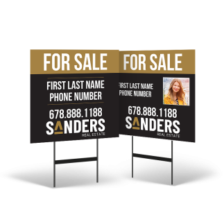 24"x24" Reflective Styrene Yard Sign Two-Sided on Black Powder-Coated Stand For Sanders Real estate