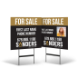 24"x24" Reflective Styrene Yard Sign Two-Sided on Black Powder-Coated Stand For Sanders Real estate