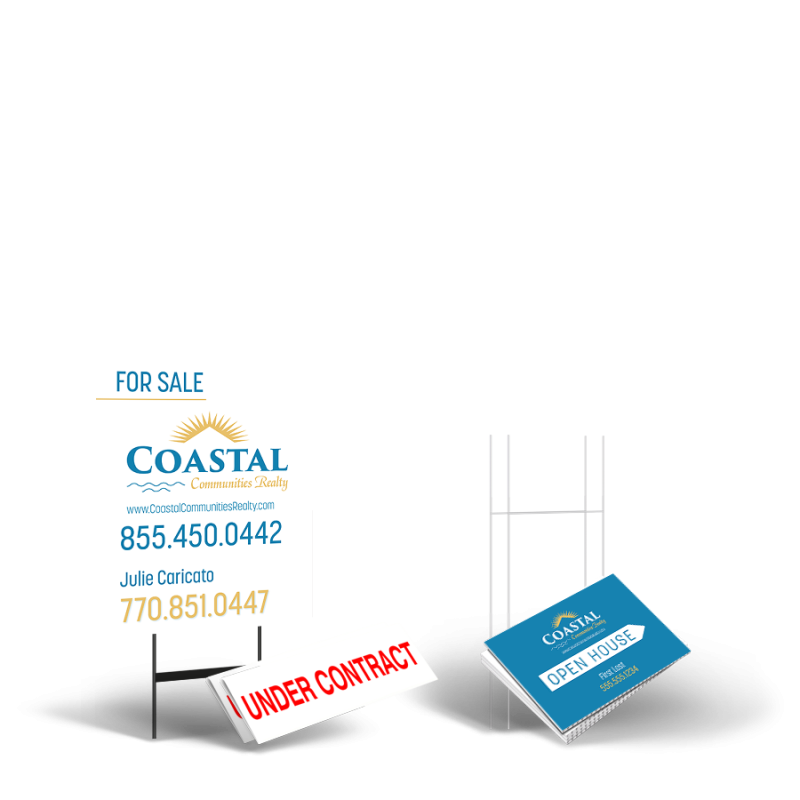 Coastal Communities Realty Starter Package: 24x30 Yard Sign, Directionals, Stands, Clip-Ons