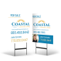 24"x30" Two-Sided Styrene/Reflective Yard Sign on Black Powder-Coated Stand for Coastal Communities Realty