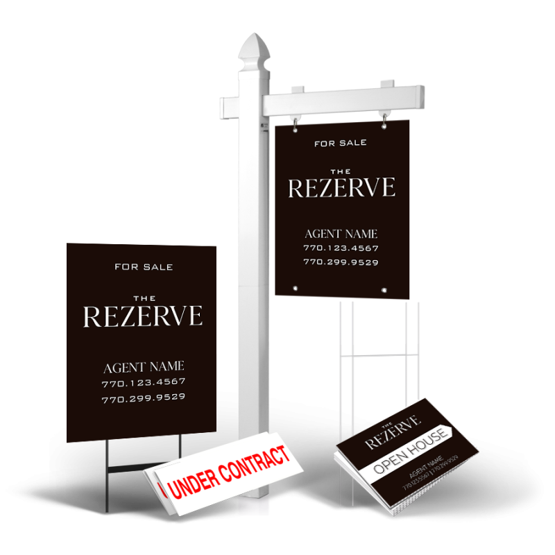 Grand Slam Package The Rezerve: 6' Post, Two-Sided 24"x30" Panels, Directionals, Stakes, Clip-Ons