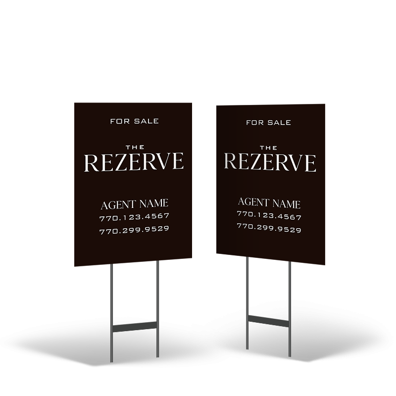 The Rezerve 18x24 2-Sided Yard Sign: Reflective & Standard on Black Stand