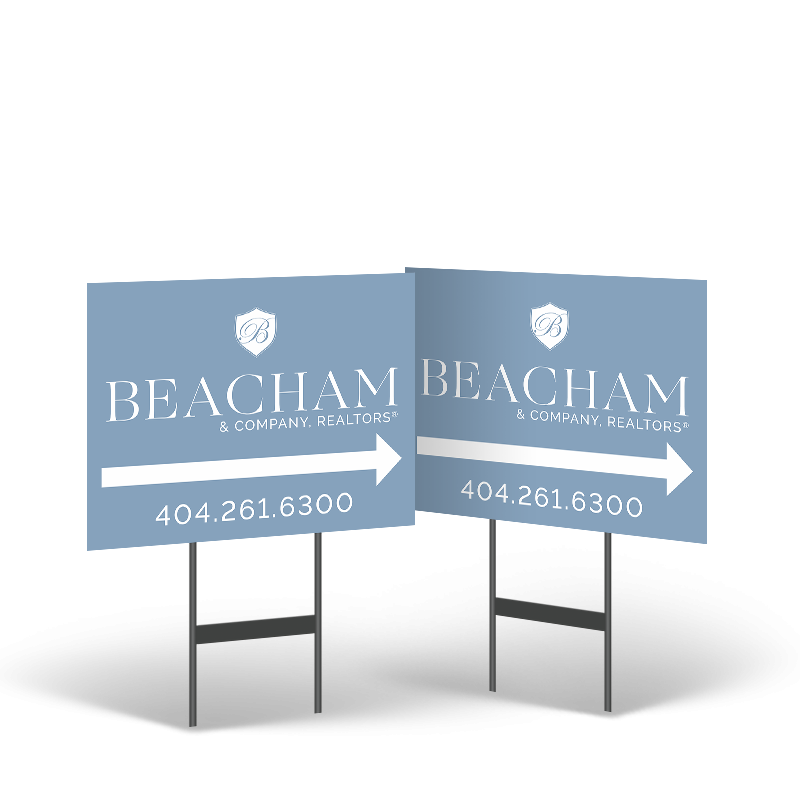 18"x14" Styrene Yard Sign on Black Stand for Beacham & Co.