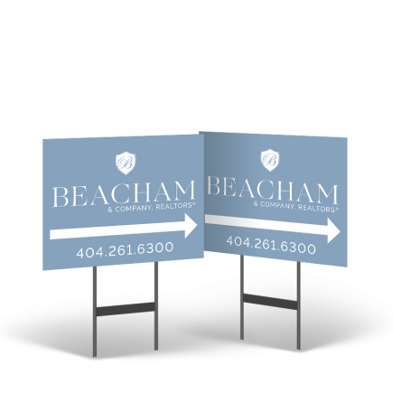 18"x14" Styrene Yard Sign on Black Stand for Beacham & Co.